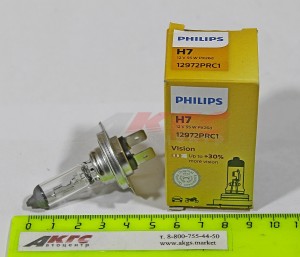 ЛАМПА Н7 А12-55+30% ФАР (галогеновая) "PHILIPS" 12972 PR PHILIPS