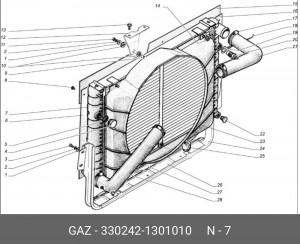 Радиатор охлаждения ДВС 330242-1301010 GAZ GAZ