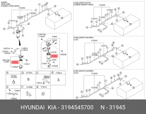 ФИЛЬТР ТОПЛИВНЫЙ HYUNDAI HD45/HD65/HD72/HD78 04EM>(D4DD(STD CAB) (3194545700) 3194545700 HYUNDAI KIA