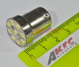 Лампа светодиодная габарит, подсветка номера (1 конт, белая, 12v, 5w) 9 SMD диодов  (G18-SMD 9  (ост))